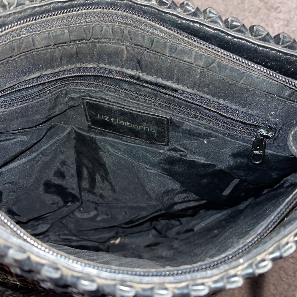 Elegant Black Liz Claiborne Woven Shoulder Bag - Picture 5 of 5